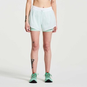 White Saucony Elevate 4" 2-in-1 Women's Shorts | Philippines S21785-Y45