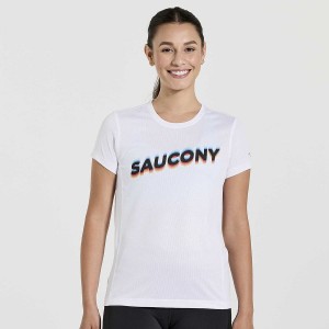 White Saucony Stopwatch Graphic Short Sleeve Women's T Shirts | Philippines S21378-N04