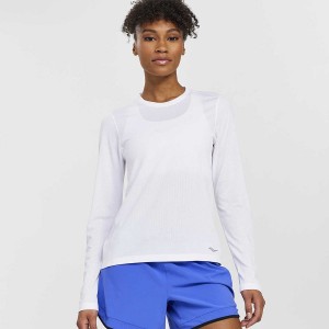 White Saucony Stopwatch Long Sleeve Women's T Shirts | Philippines S01725-B53