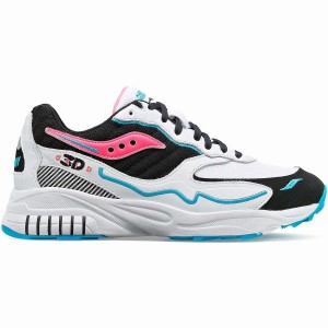 White / Black / Pink Saucony 3D Grid Hurricane Men's Sneakers | Philippines S49732-Q32