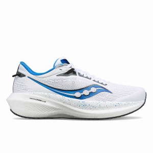 White / Deep Blue Saucony Triumph 21 Men's Running Shoes | Philippines S63987-N43