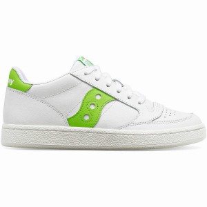 White / Green Saucony Jazz Court PU Women's Sneakers | Philippines S80172-U69