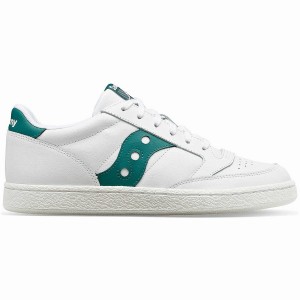 White / Green Saucony Jazz Court PU Women's Sneakers | Philippines S57421-Y08