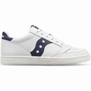 White / Navy Saucony Jazz Court PU Women's Sneakers | Philippines S71036-L12