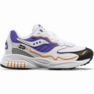 White / Purple Saucony 3D Grid Hurricane Women's Sneakers | Philippines S03978-H54