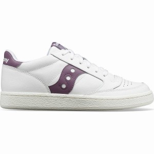 White / Purple Saucony Jazz Court PU Women's Sneakers | Philippines S83260-T10