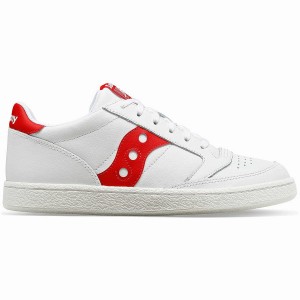 White / Red Saucony Jazz Court PU Men's Sneakers | Philippines S32608-Q86