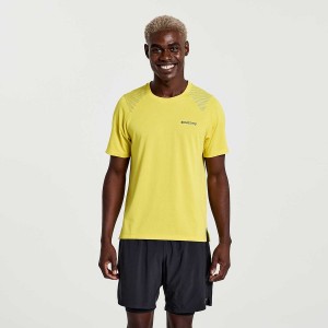 Yellow Saucony Elevate Short Sleeve Men's T Shirts | Philippines S75940-C02