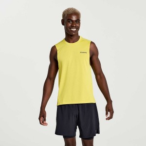 Yellow Saucony Elevate Sleeveless Men's Tank Top | Philippines S76918-M64