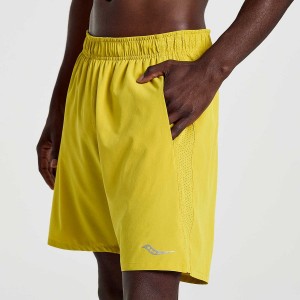 Yellow Saucony Outpace 7" Men's Shorts | Philippines S95431-P96