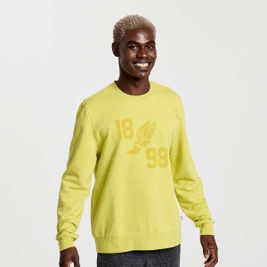 Yellow Saucony Rested Crewneck Men's Sweatshirt | Philippines S70328-N83