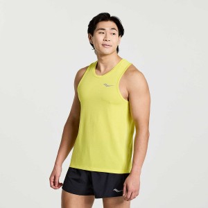 Yellow Saucony Stopwatch Singlet Men's Tank Top | Philippines S82619-Q80