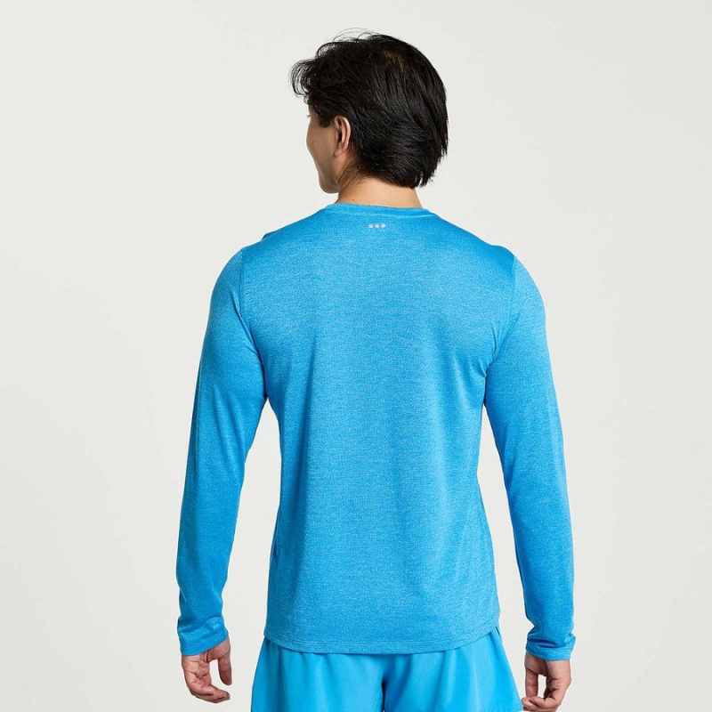 AZURE Saucony Stopwatch Long Sleeve Men's T Shirts | Philippines S37468-X96