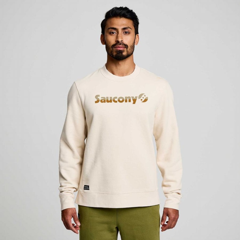 Beige Saucony Recovery Crew Men's Sweatshirt | Philippines S69153-U24