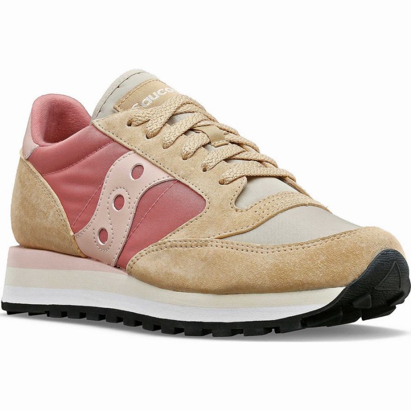 Beige / Red Saucony Jazz Triple Women's Sneakers | Philippines S70931-C87