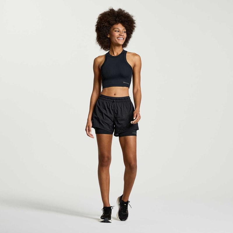 Black Saucony Elevate Crop Women's Tops | Philippines S28715-S79