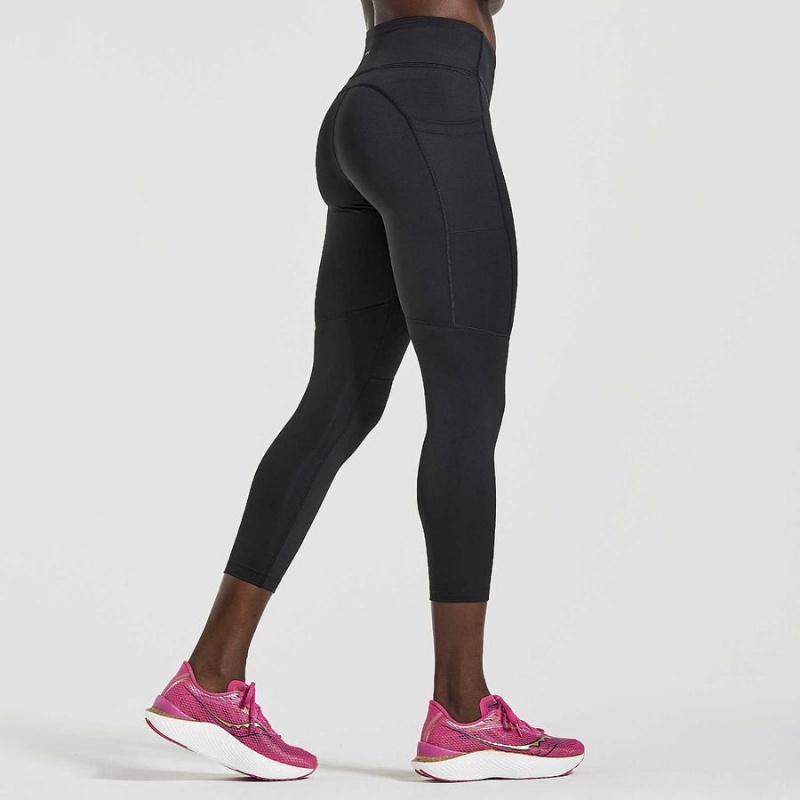 Black Saucony Fortify Crop Women's Tight | Philippines S30746-N23