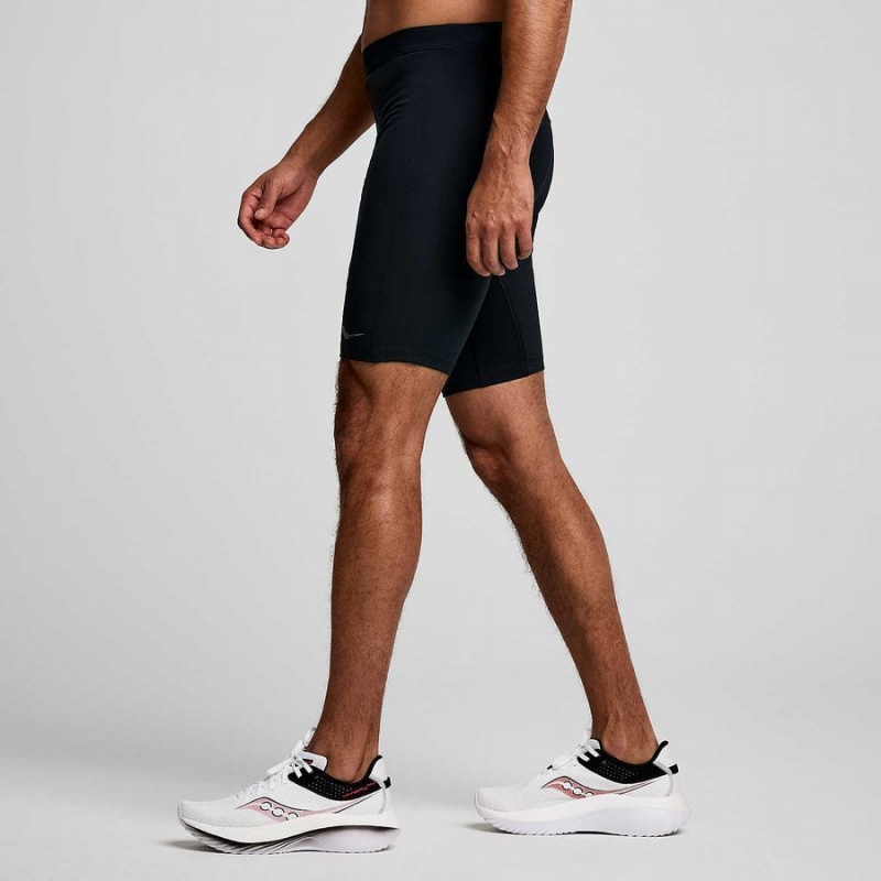 Black Saucony Fortify Lined Half Men's Tight | Philippines S59321-H78