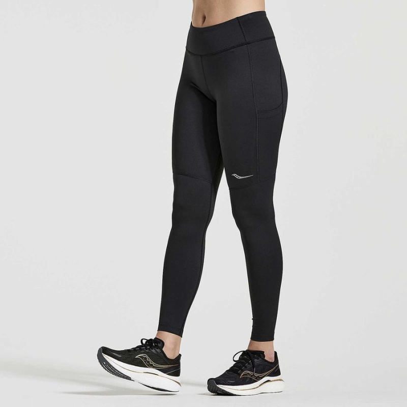 Black Saucony Fortify Women\'s Tight | Philippines S31079-B86