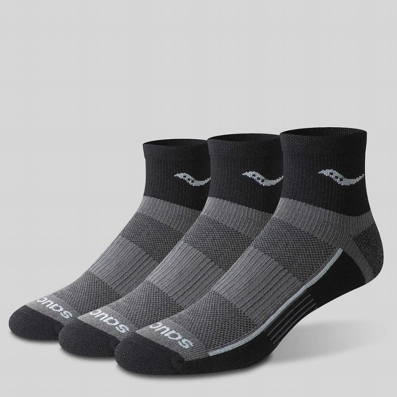 Black Saucony Inferno Quarter 3-Pack Men\'s Socks | Philippines S78924-T95