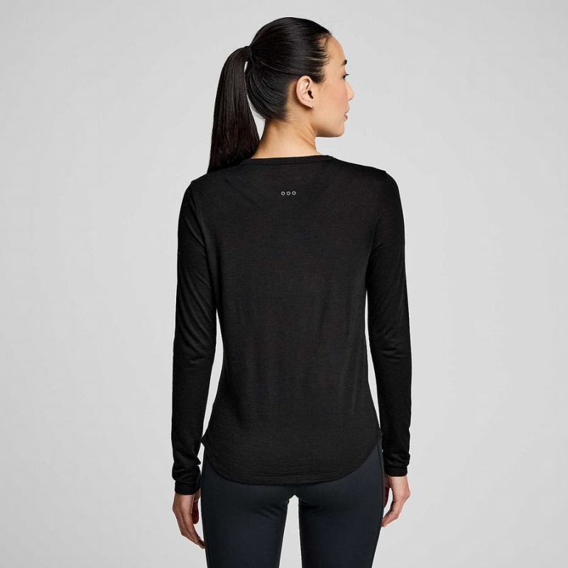 Black Saucony Peregrine Merino Long Sleeve Women's T Shirts | Philippines S93082-M10