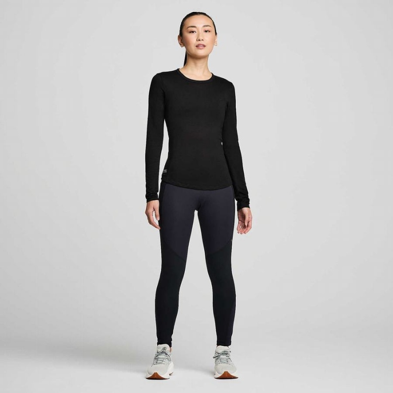 Black Saucony Peregrine Merino Long Sleeve Women's T Shirts | Philippines S93082-M10