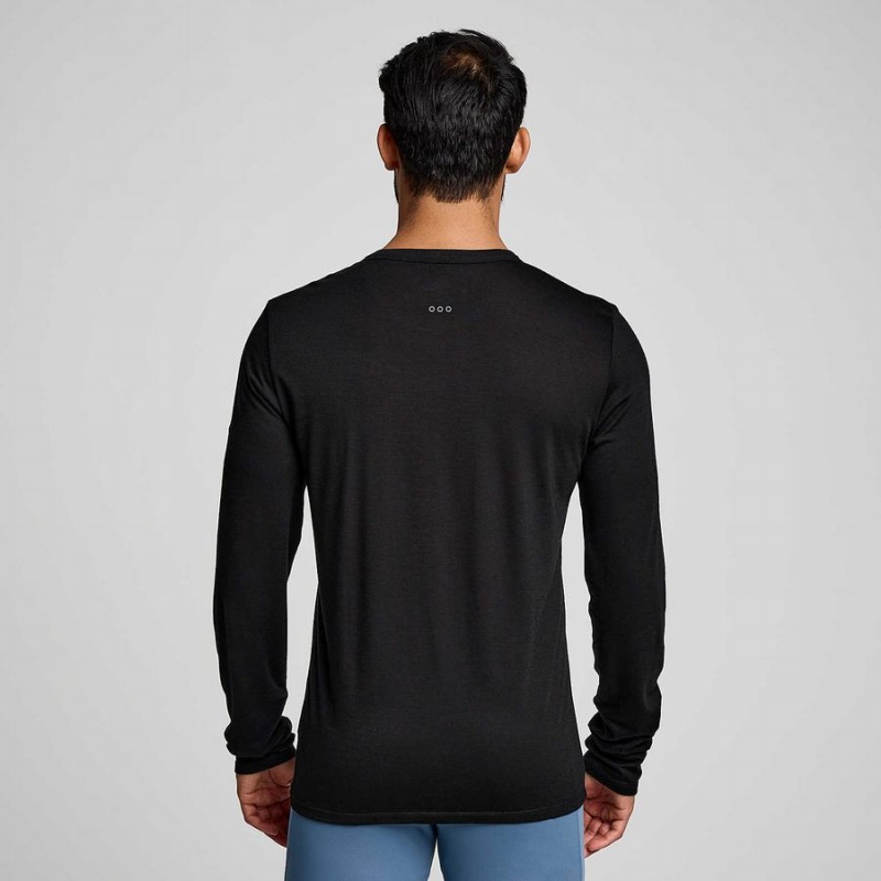 Black Saucony Peregrine Merino Long Sleeve Men's T Shirts | Philippines S84962-H17