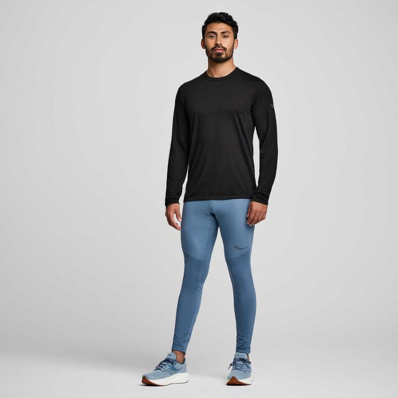 Black Saucony Peregrine Merino Long Sleeve Men's T Shirts | Philippines S84962-H17