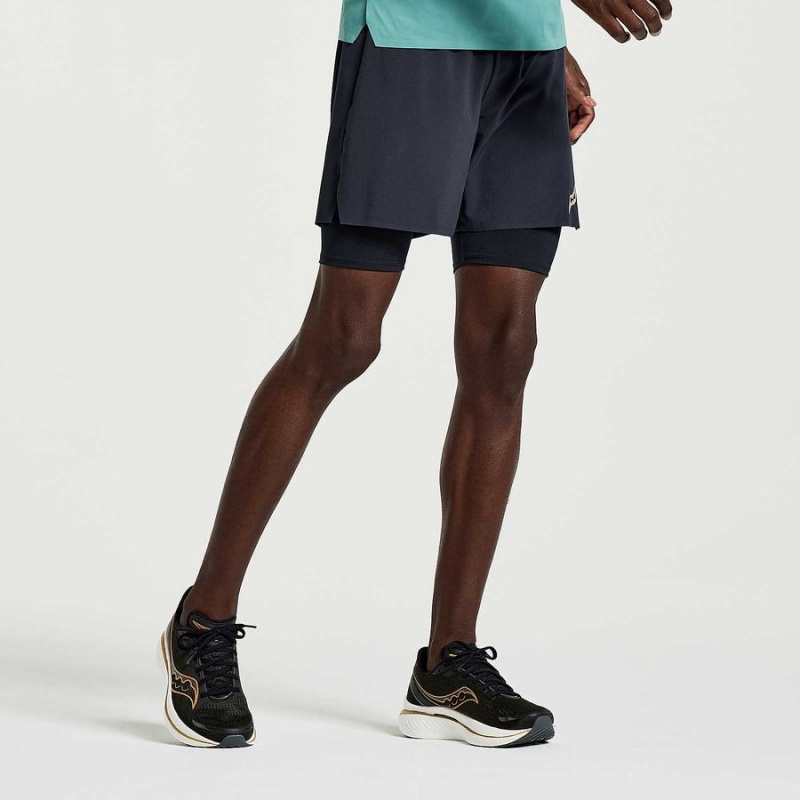 Black Saucony Pinnacle 2-in-1 Men's Shorts | Philippines S46793-X56