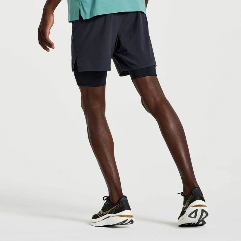 Black Saucony Pinnacle 2-in-1 Men's Shorts | Philippines S46793-X56