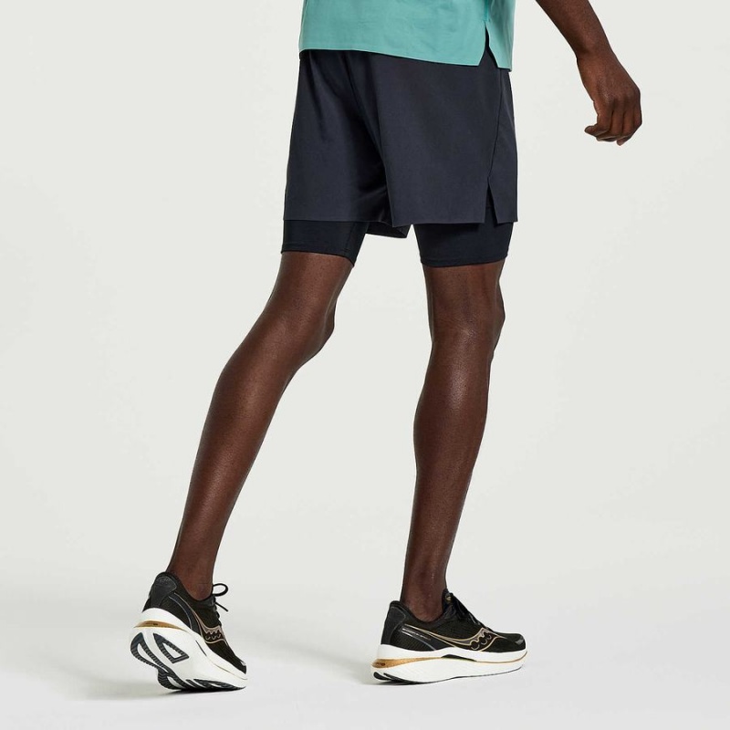 Black Saucony Pinnacle 2-in-1 Men's Shorts | Philippines S46793-X56