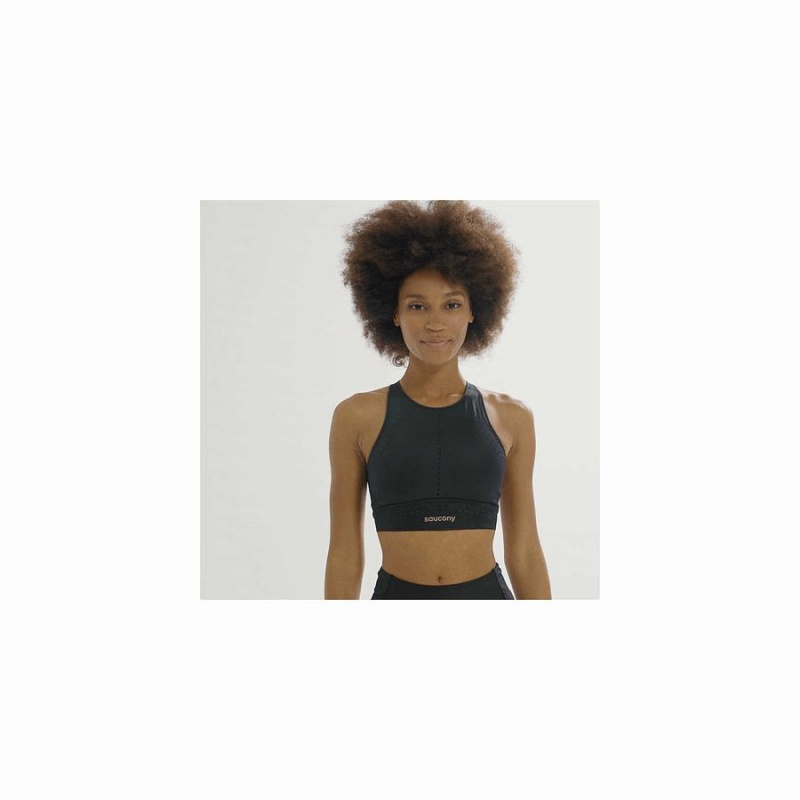 Black Saucony Pinnacle Bra Top Women's Bras | Philippines S32468-W98