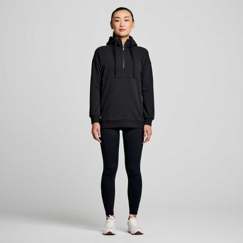 Black Saucony Recovery Zip Tunic Women's Hoodie | Philippines S36912-B37