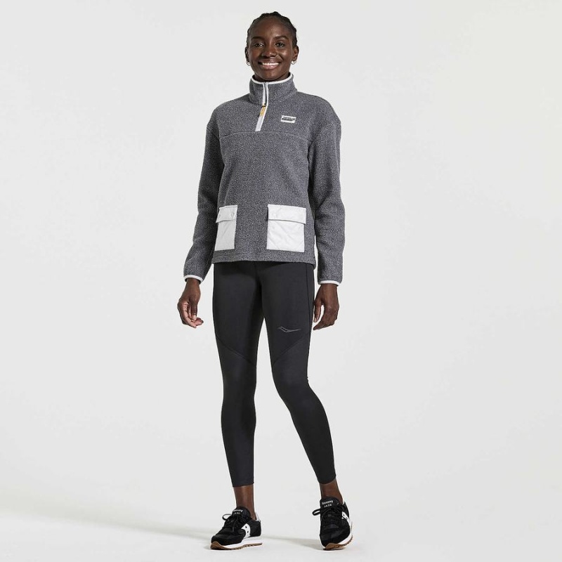 Black Saucony Rested Sherpa 1/4 Zip Women's Tops | Philippines S70948-H38