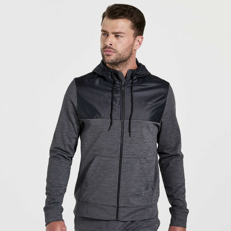 Black Saucony Solstice Zip Hoody Men\'s Tops | Philippines S90824-X39