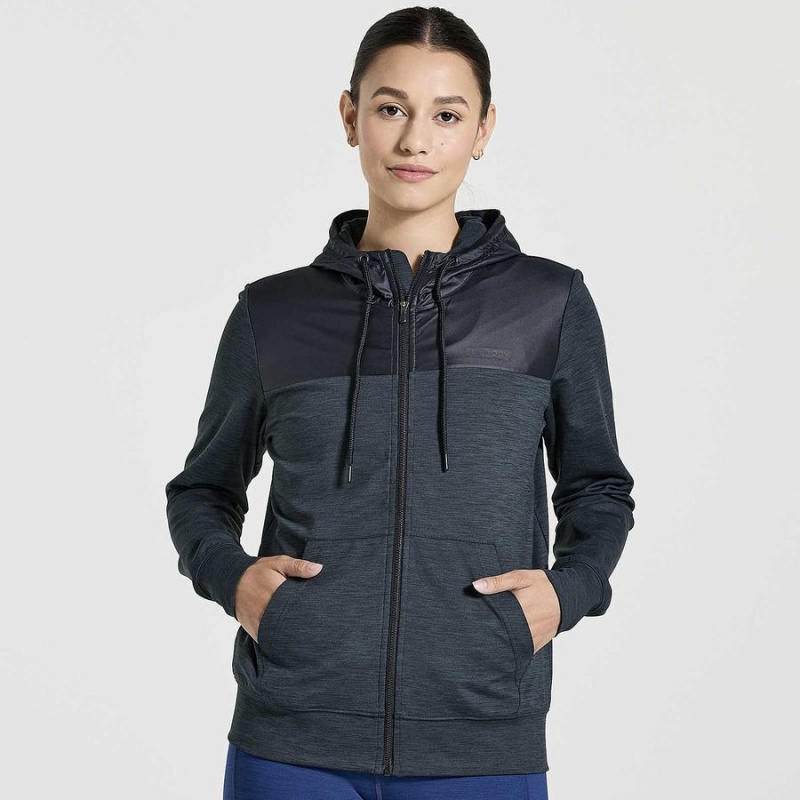 Black Saucony Solstice Zip Hoody Women\'s Tops | Philippines S58437-H60