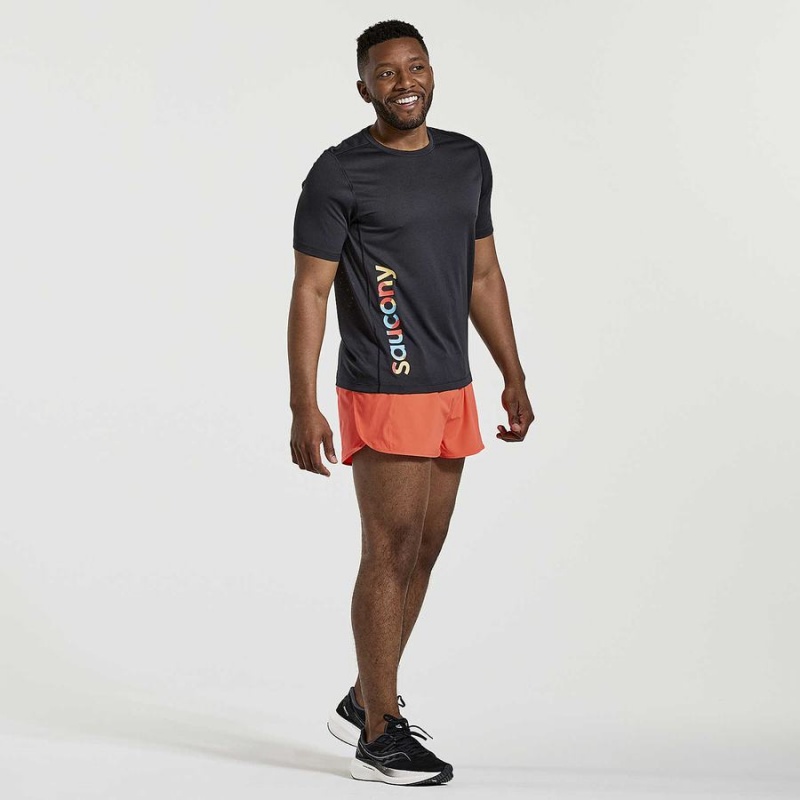 Black Saucony Stopwatch Graphic Short Sleeve Men's T Shirts | Philippines S92053-Y71