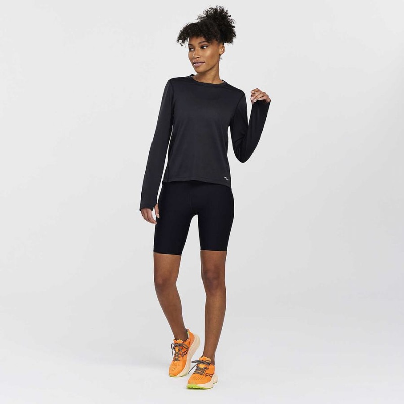 Black Saucony Stopwatch Long Sleeve Women's T Shirts | Philippines S57829-M10