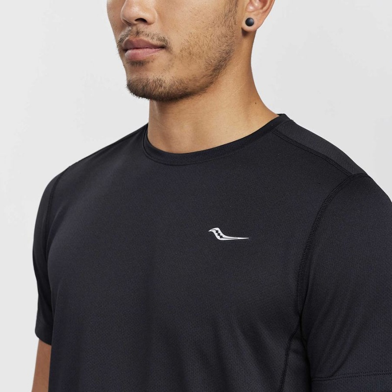 Black Saucony Stopwatch Short Sleeve Men's T Shirts | Philippines S96254-T35