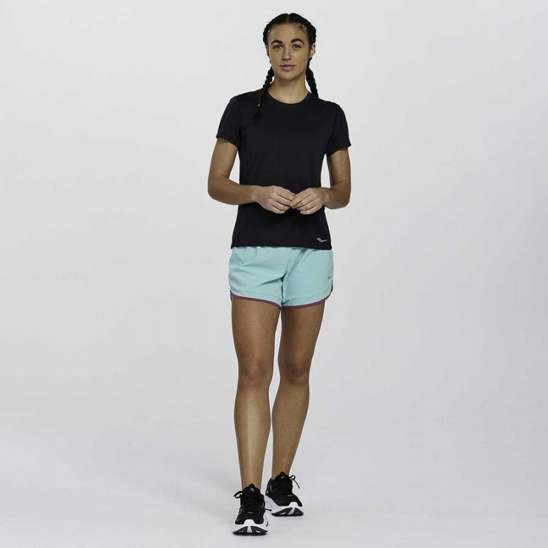 Black Saucony Stopwatch Short Sleeve Women's T Shirts | Philippines S17248-D13