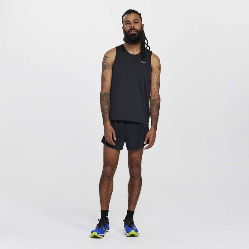 Black Saucony Stopwatch Singlet Men's Tank Top | Philippines S38261-L59