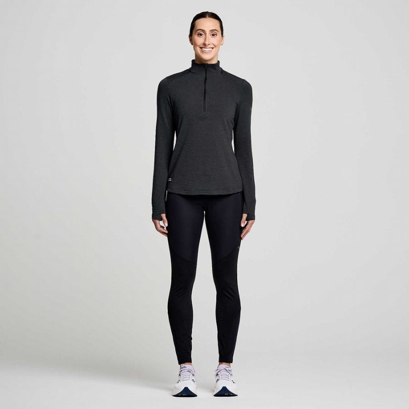 Black Saucony Triumph 3D 1/2 Zip Women's Tops | Philippines S71964-P63