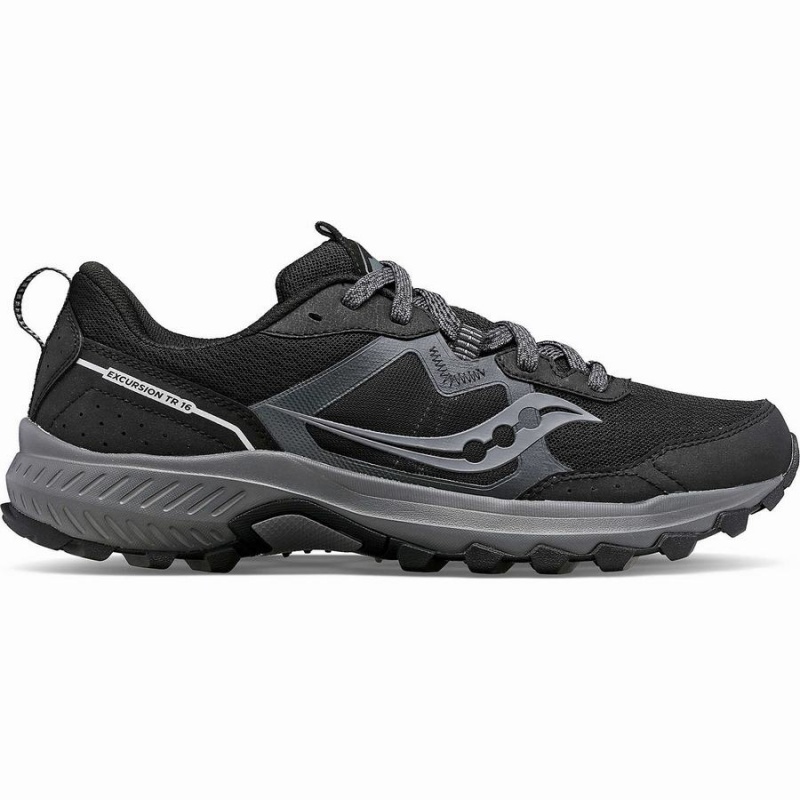 Black / Grey Saucony Excursion TR16 Wide Men\'s Trail Running Shoes | Philippines S15038-R37