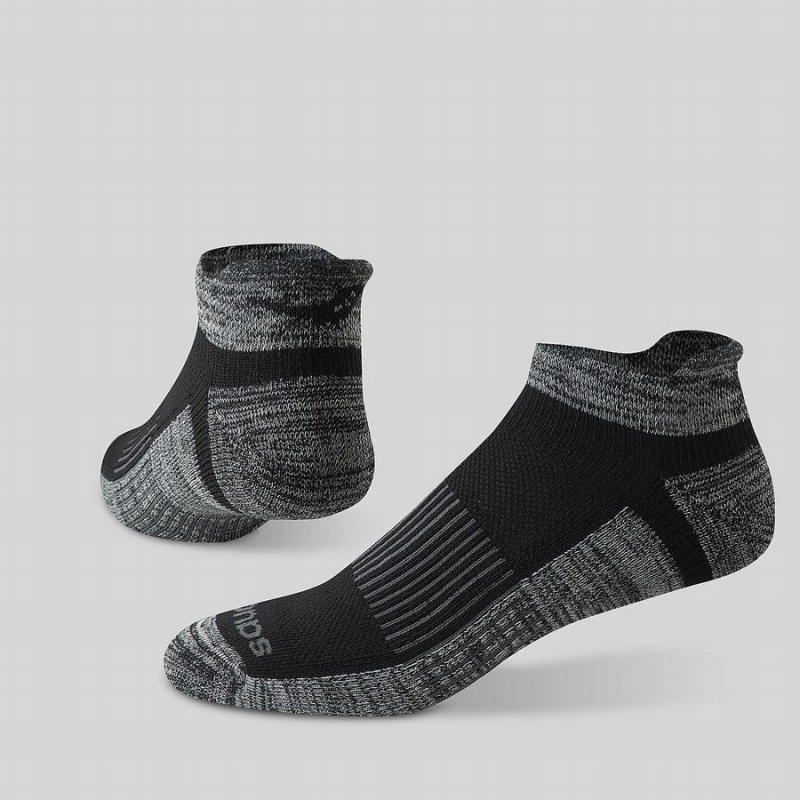 Black / Grey Saucony Inferno No Show Tab 3-Pack Men's Socks | Philippines S10834-L10