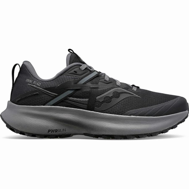 Black / Grey Saucony Ride 15 TR Men\'s Trail Running Shoes | Philippines S48075-C14