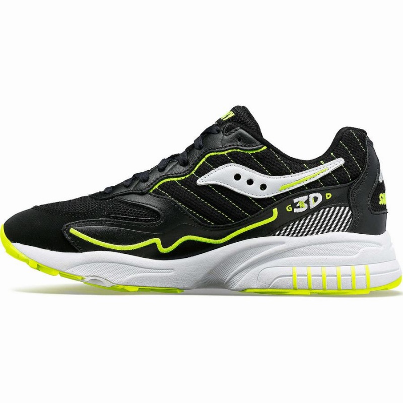 Black / White Saucony 3D Grid Hurricane Men's Sneakers | Philippines S20659-W39