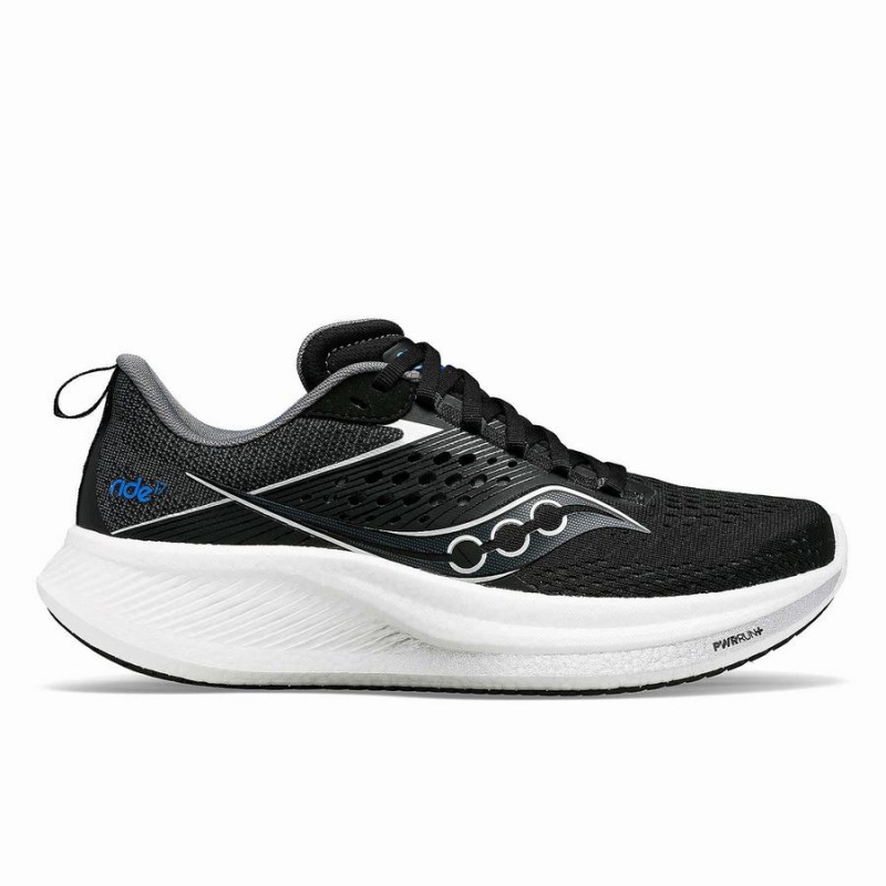 Black / White Saucony Ride 17 Men\'s Running Shoes | Philippines S21946-A21