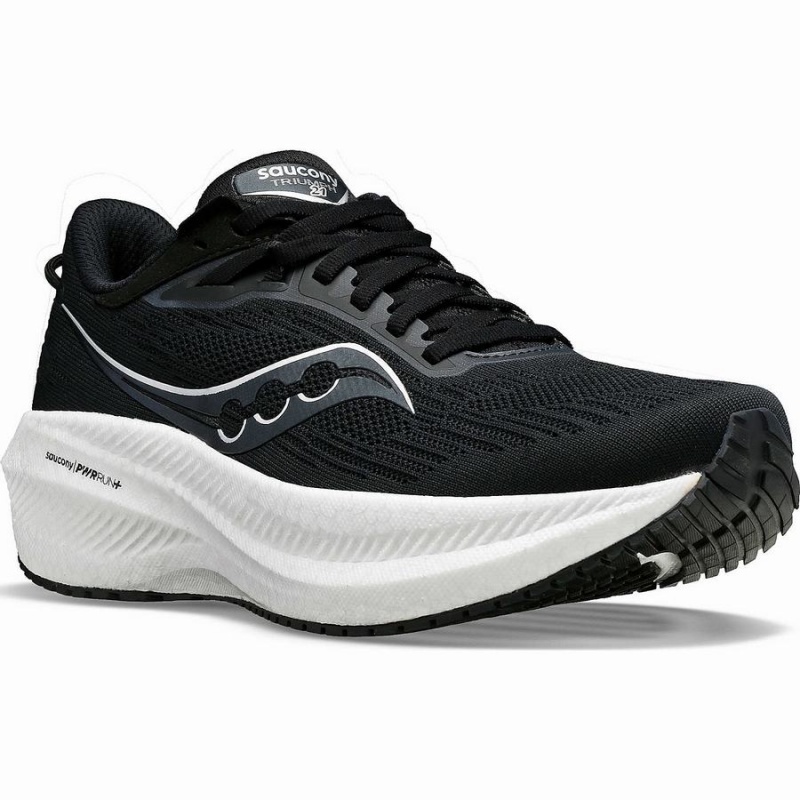 Black / White Saucony Triumph 21 Wide Men's Running Shoes | Philippines S42510-S81