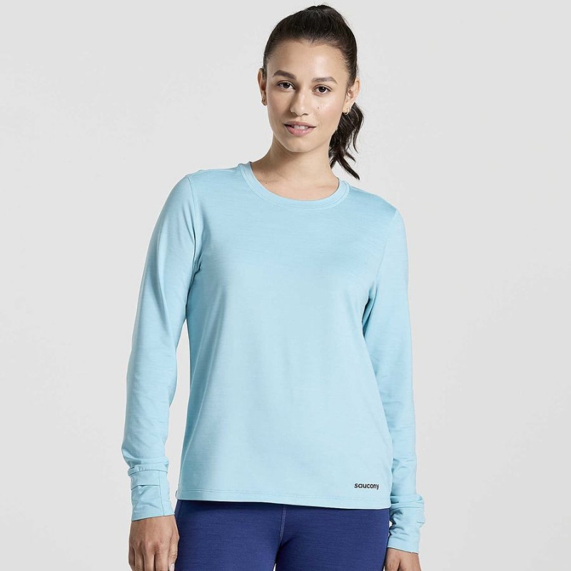 Blue Saucony Boulder Baselayer Women\'s Tops | Philippines S23870-B78