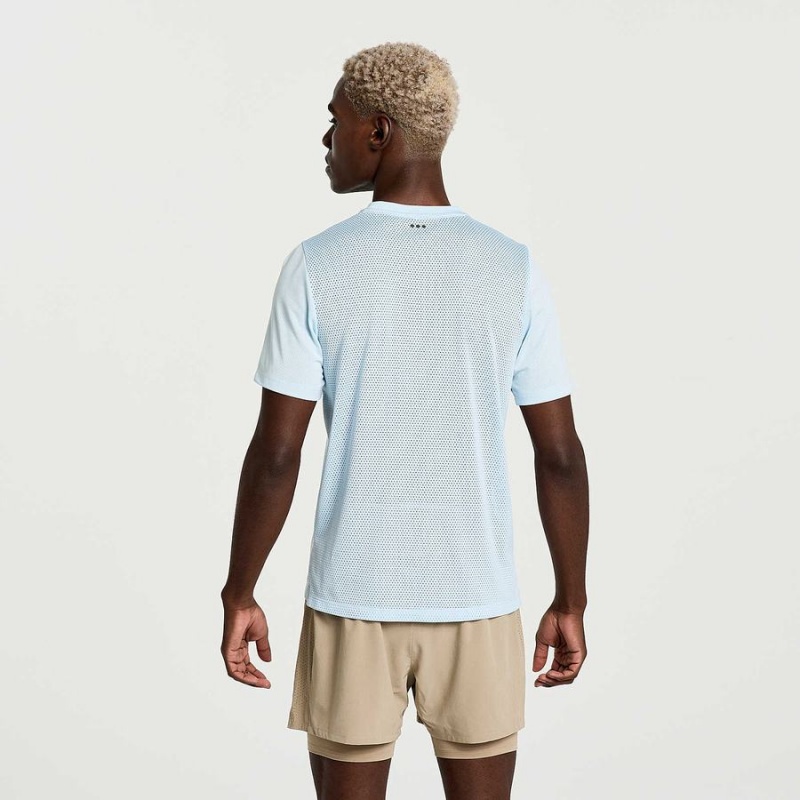 Blue Saucony Elevate Short Sleeve Men's T Shirts | Philippines S14029-X19